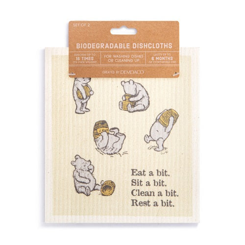 Demdaco Classic Winnie-the-Pooh Biodegradable Dishcloths Sweeter Than Hunny