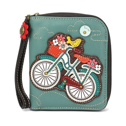 Chala Zip Around Wallet Bicycle Teal