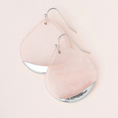 Scout Stone Dipped Teardrop Earring Rose Quartz/Silver