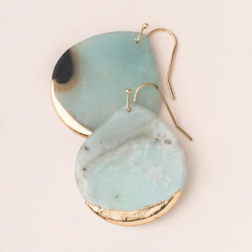 Scout Stone Dipped Tear Drop Earrings Amazonite/Gold